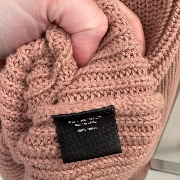 Jenni Kayne Dusty Rose Fisherman Knit Cotton Crew Neck Sweater Tag Size Large - Picture 3 of 14